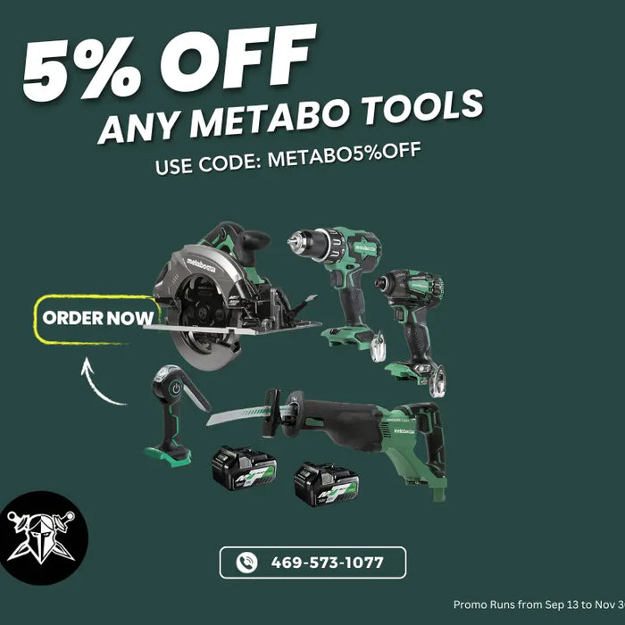 Unleash the Power of Metabo® Tools with Our Exclusive 5% Off Promo! Colossal Diamond Tools, LLC