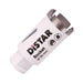 A white segmented diamond drill bit with the brand name Distar written on it.