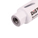 Close-up of a white cylindrical object with a threaded end, featuring the brand 'DISTINCTIVE'.
