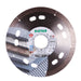 Diamond cutting blade with the brand name DISTAR, designed for cutting ceramic materials. The blade has a silver color, with a combination of solid and transparent areas, and features the text 'ESTHETE' on the label.