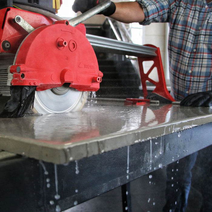 Wet tile saw using DISTAR Hard Ceramics Advanced blade on ceramic tile