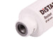 Close-up of a white cylindrical object with 'DISTAR' branding on a white background