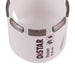 Close-up of a diamond drill bit with branded label on a white background.