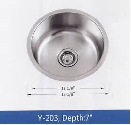 15 1/8" Round Utility Sink 18G 304 Steel Y6203 Colossal Diamond Tools