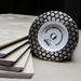 Diamond grinding wheel with honeycomb pattern on a stack of tiles