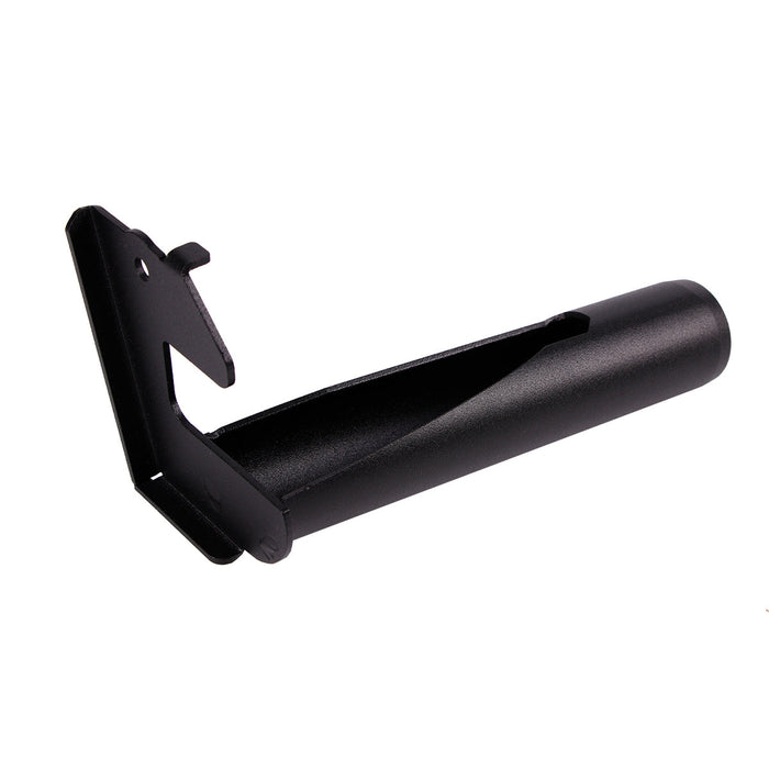 Black dust pipe for a slider, made of metal, with a 45-degree angle