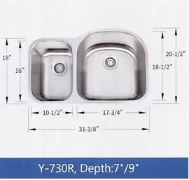 3070 Stainless Sink 18 Gauge Y-730R Y4307018 Colossal Diamond Tools
