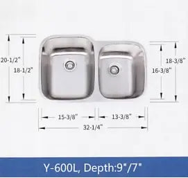 6040 Stainless Sink 16 Gauge Y-600L Y4604016 Colossal Diamond Tools