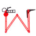 A red tile marking tool with a metallic part and adjustable components, designed for marking holes for sockets, pipes, and other elements on tiles.