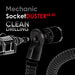 Mechanic Socket Duster product with text and illustrations on a black background