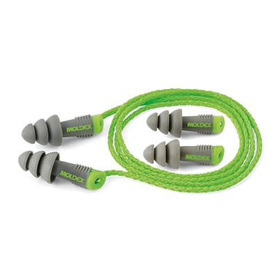 Moldex Alpha Reusable Earplug Gray and Green Corded Box of 50 U4M6435