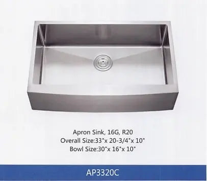 Apron Sink Single Bowl Y8AP3320C (deleted) Colossal Diamond Tools, LLC