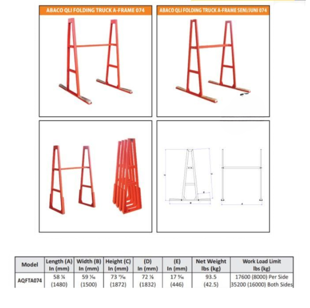 Abaco QLI Truck A-Frame QFTA074 N1AQFTA074