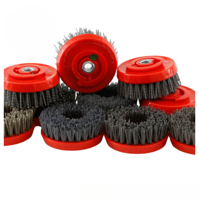 Antique/Leather Brush 4" 180 Grit Snail Lock 5/8-11 Thread