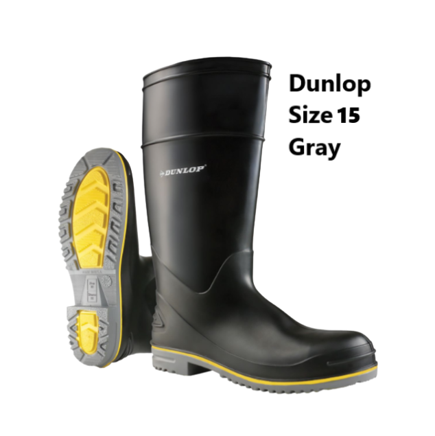 Dunlop Size 15 Gray / Yellow Steel Toe Boots