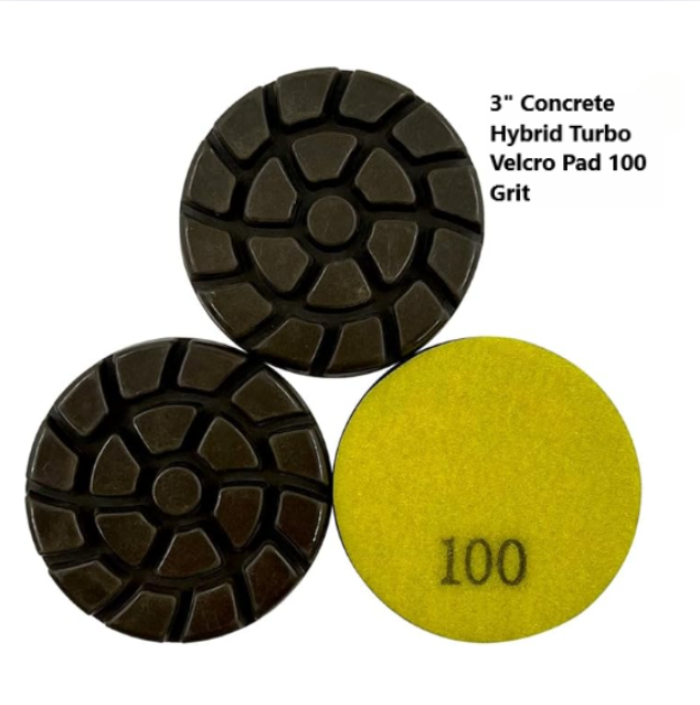 3" Concrete Hybrid Turbo Velcro Pad 100 Grit F1H30100