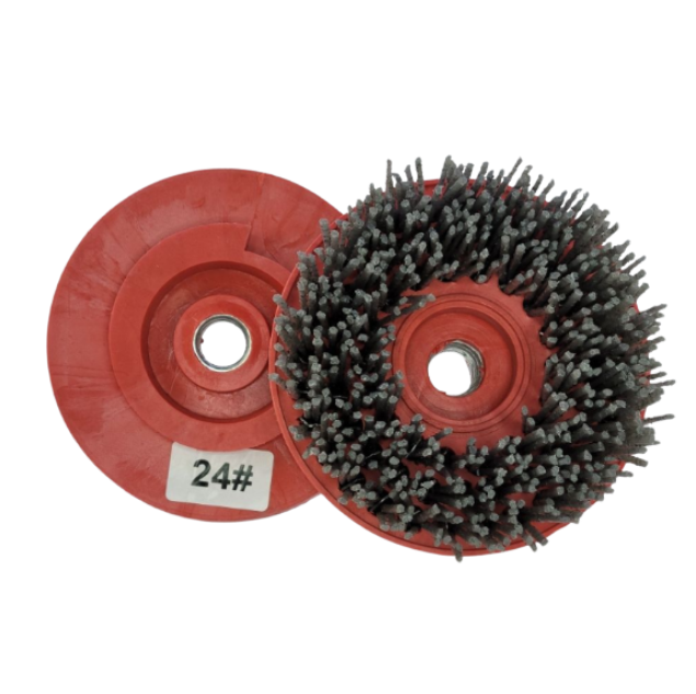 Antique/Leather Brush 4" 24 Grit Snail Lock 5/8-11 Thread