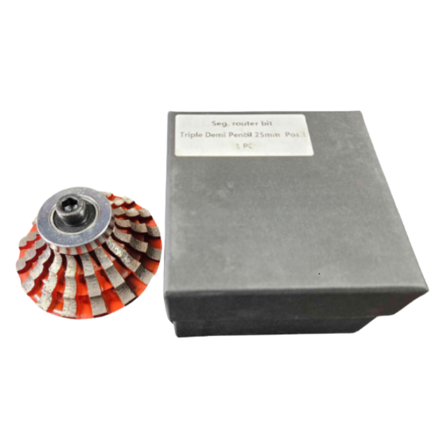 Colossal Triple Demi Triple Pencil 25mm Pos. 0 Segmented Router Bit H2CDTEG25SEG