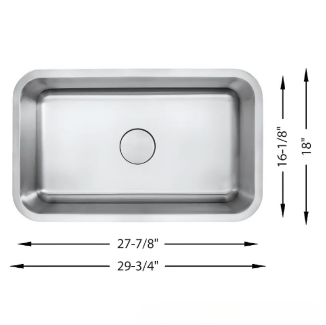 Single Bowl Stainless Sink 16 Gauge Y4DG301816