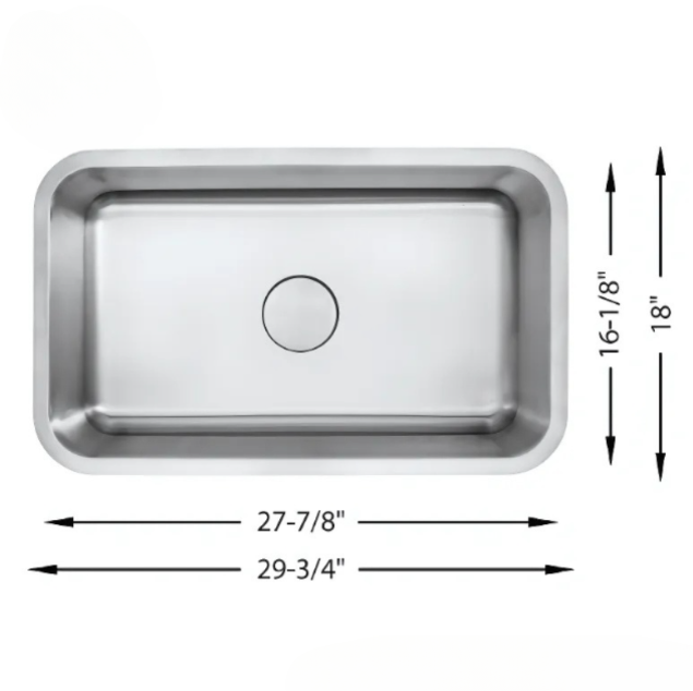 Single Bowl Stainless Sink 18 Gauge