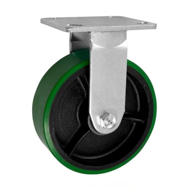 Green Metal Core Rigid Caster 8" x 2" ALONE NO NUTS OR SCREWS M0RIGIDGRN