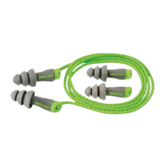 Moldex Alpha Reusable Earplug Gray and Green Corded Box of 50 U4M6435