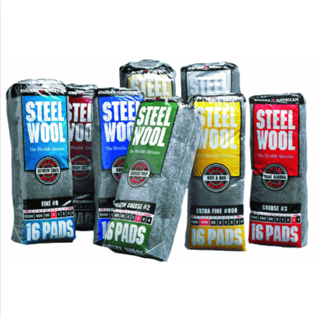 Rhodes American 106603-06 Grade 0 Steel Wool 16 Pad Poly Sleeve