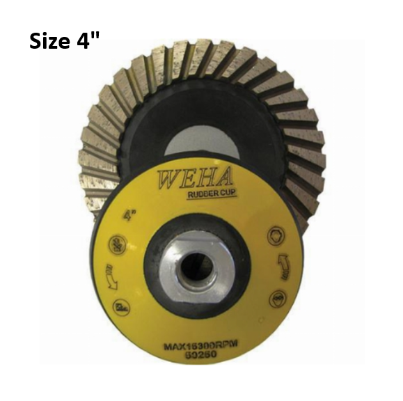 Weha 4" Rubber Diamond Cup Wheel Coarse