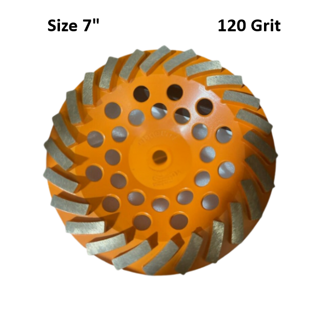 7" 120 Grit 24 Segment Orange Cup Wheel Threaded C3O120 Part Number: