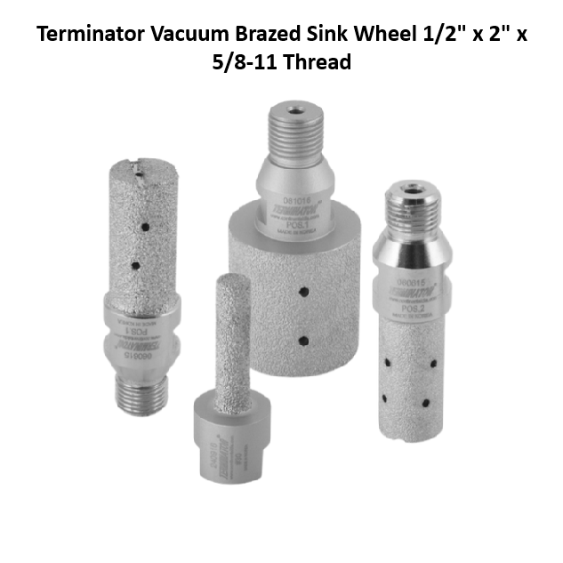 Terminator Vacuum Brazed Sink Wheel 1/2" x 2" x 5/8-11 Thread