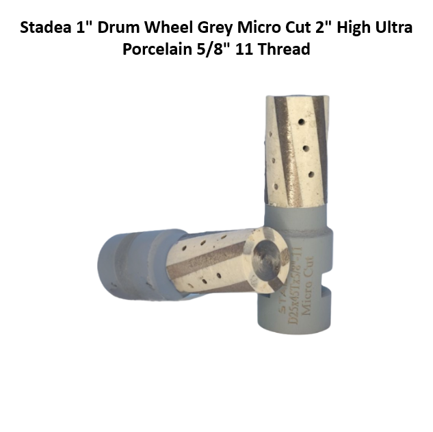 Stadea 1" Drum Wheel Gray Micro Cut 2" High Ultra Porcelain 5/8" 11 Thread