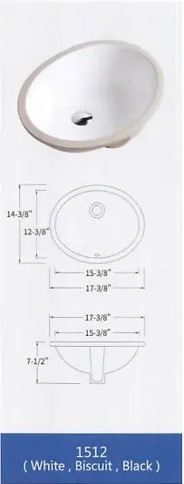 Colossal Vanity Oval Sink 15x12 Biscuit Y101512BIS Colossal Diamond Tools