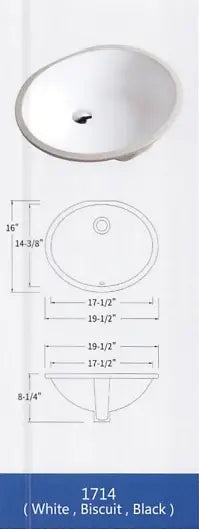 Colossal Vanity Oval Sink 17x14 Biscuit Y101714BIS Colossal Diamond Tools
