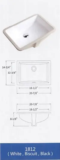 Colossal Vanity Square Sink 18x12 Biscuit Y111812BIS Colossal Diamond Tools