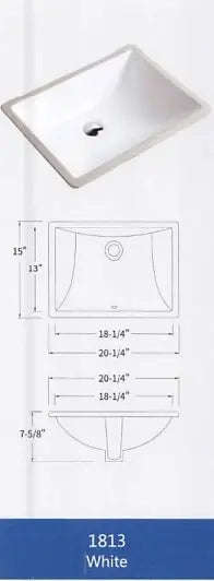 Colossal Diamond Tools Colossal Vanity Square Sink 18x13 White (1 ...