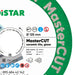 Disc wheel with 'MasterCut' branding and specifications on a white background