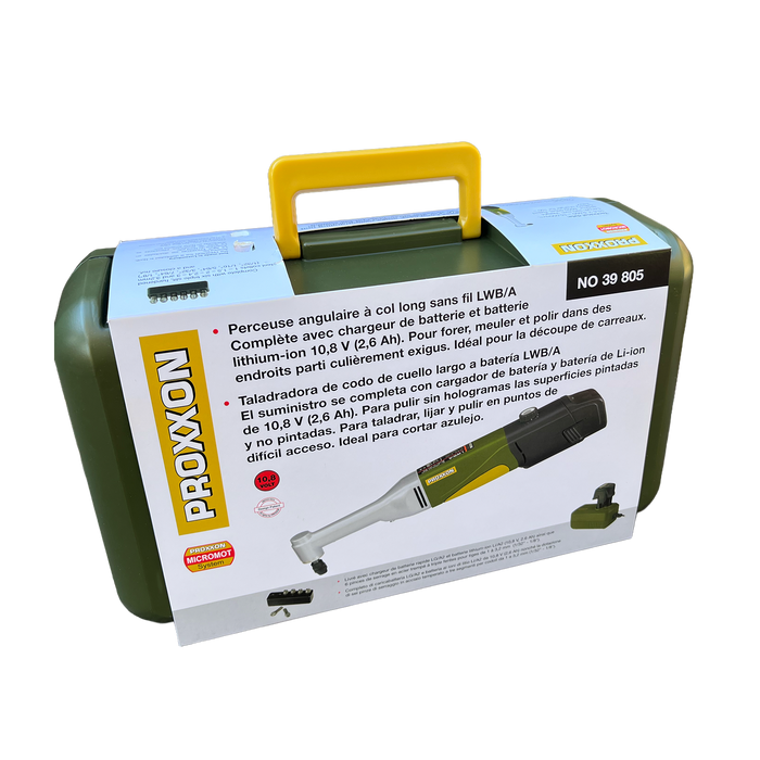Proxxon tool packaging with a yellow handle on a white background