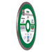 Diamond cutting disc with green and white label on a white background