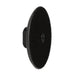Black circular sponge pad on a white background