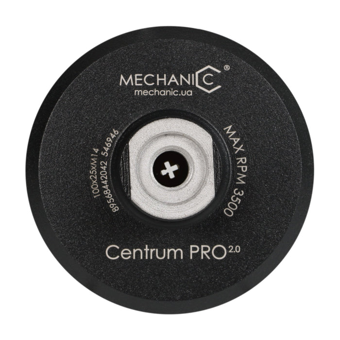 Black grinding disc with 'Mechanic' branding on a white background