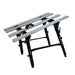 Table saw with multiple extension wings on a white background