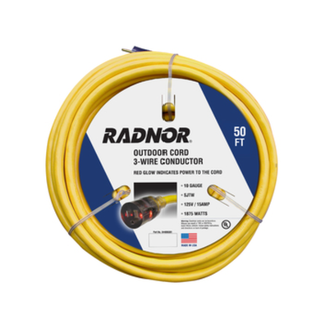 Radnor 50' 10/3 Glow End Extension Cord