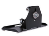 Black metal bracket with bolts on a white background